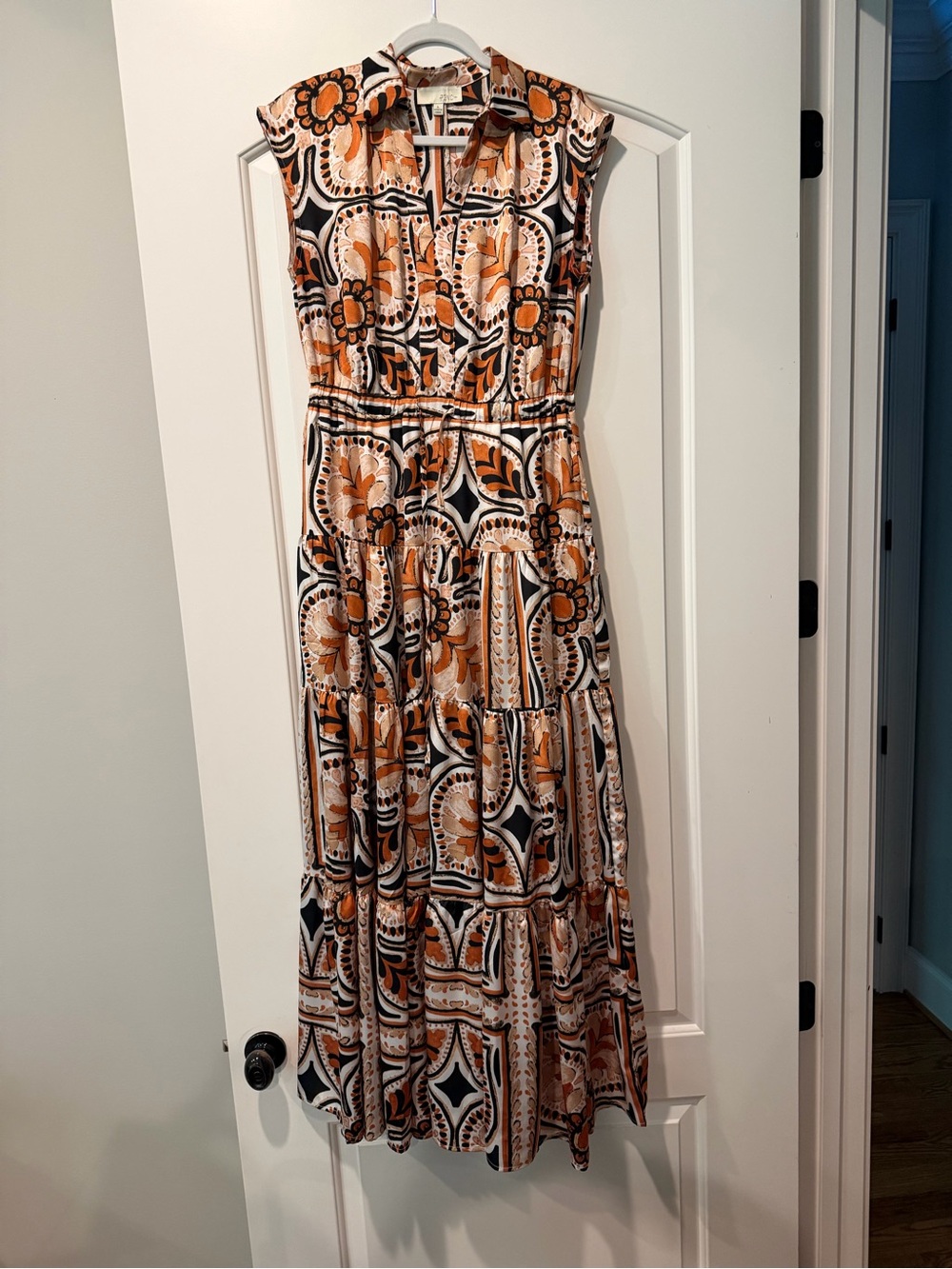 Pinch Orange and Black Floral-Print Maxi Dress
